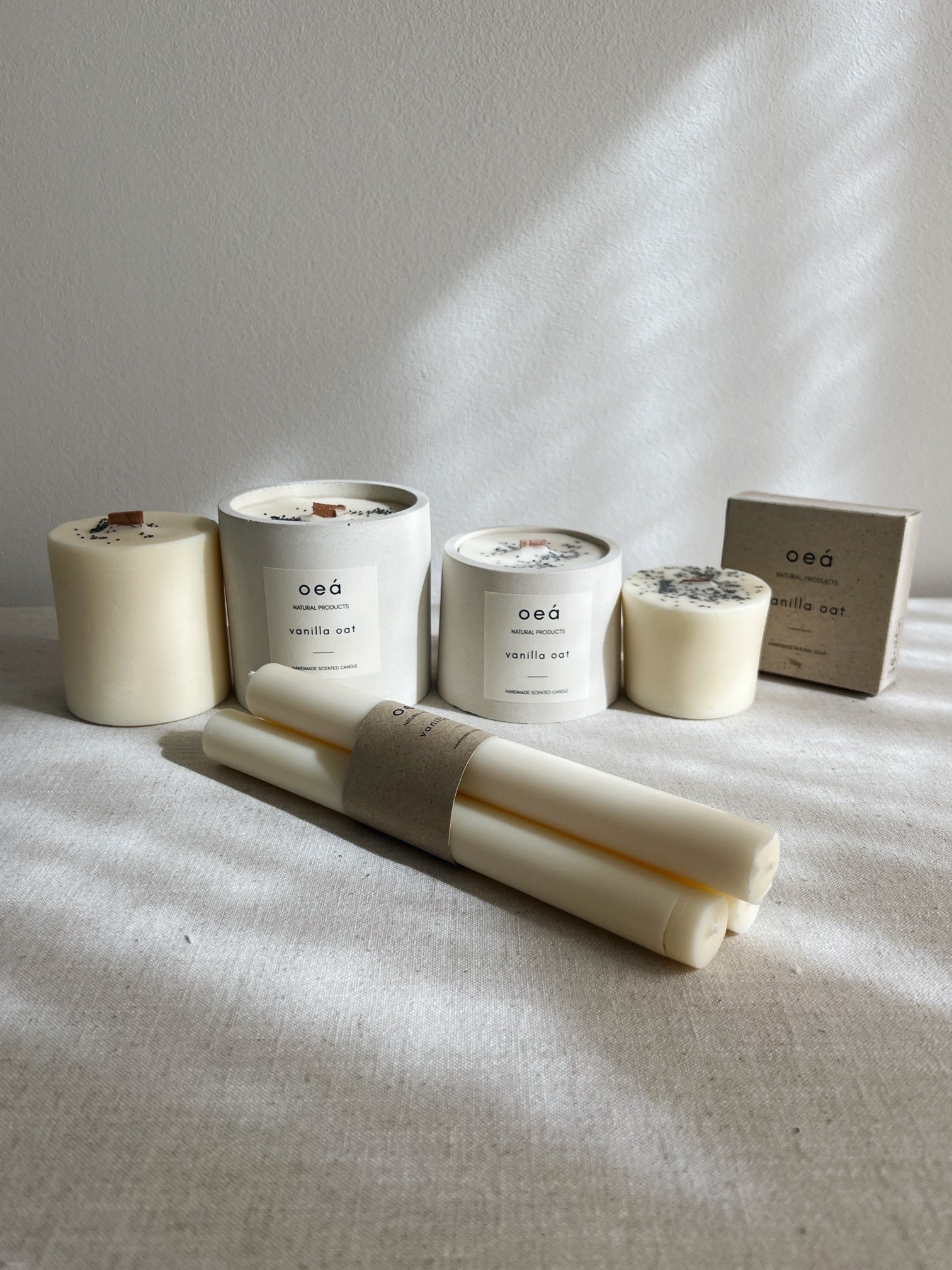 Candles 'vanilla oat' made of natural wax with vanilla and orange scent (3 pieces)