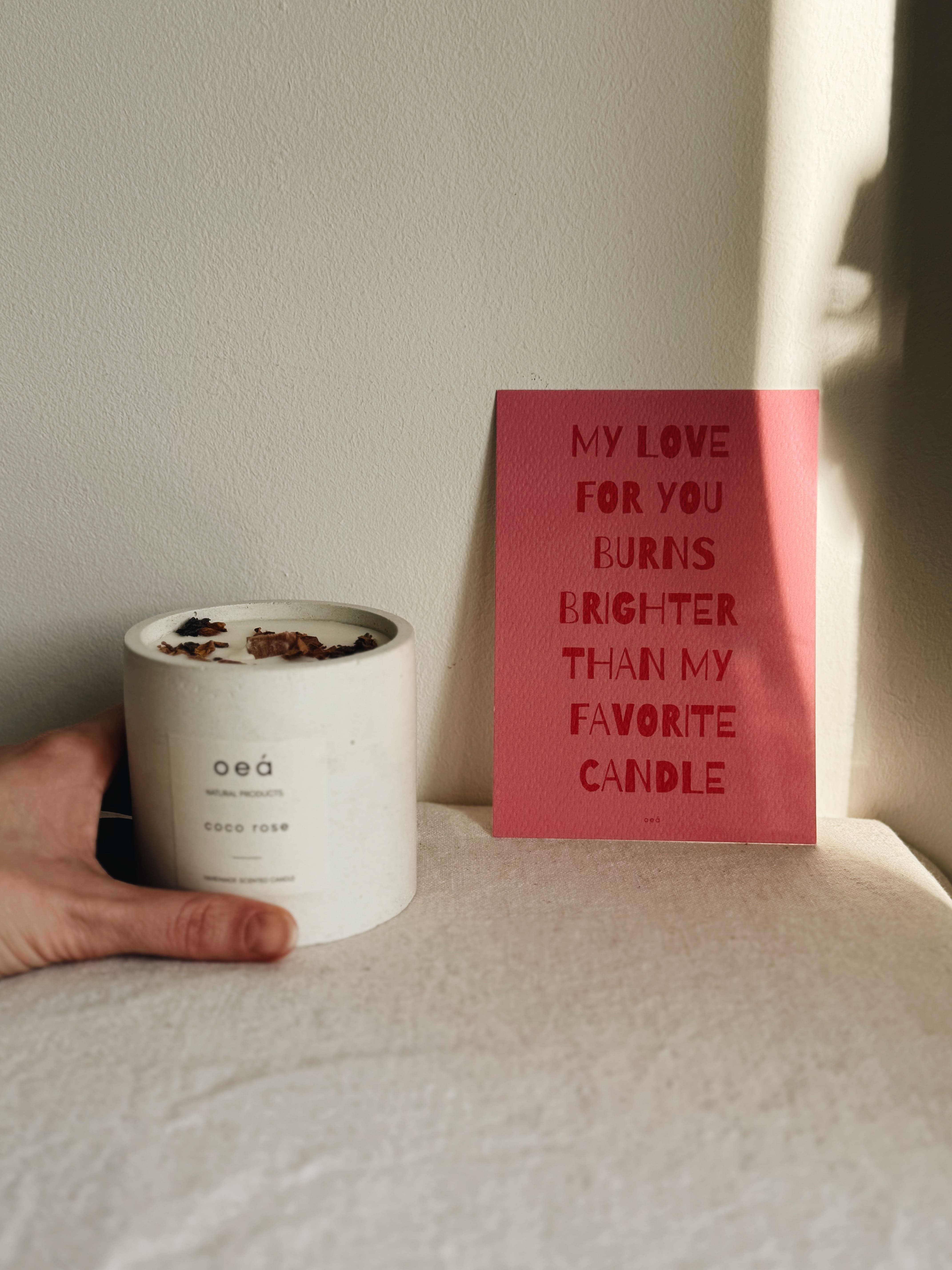 Love burns like a candle greeting card – perfect for special messages